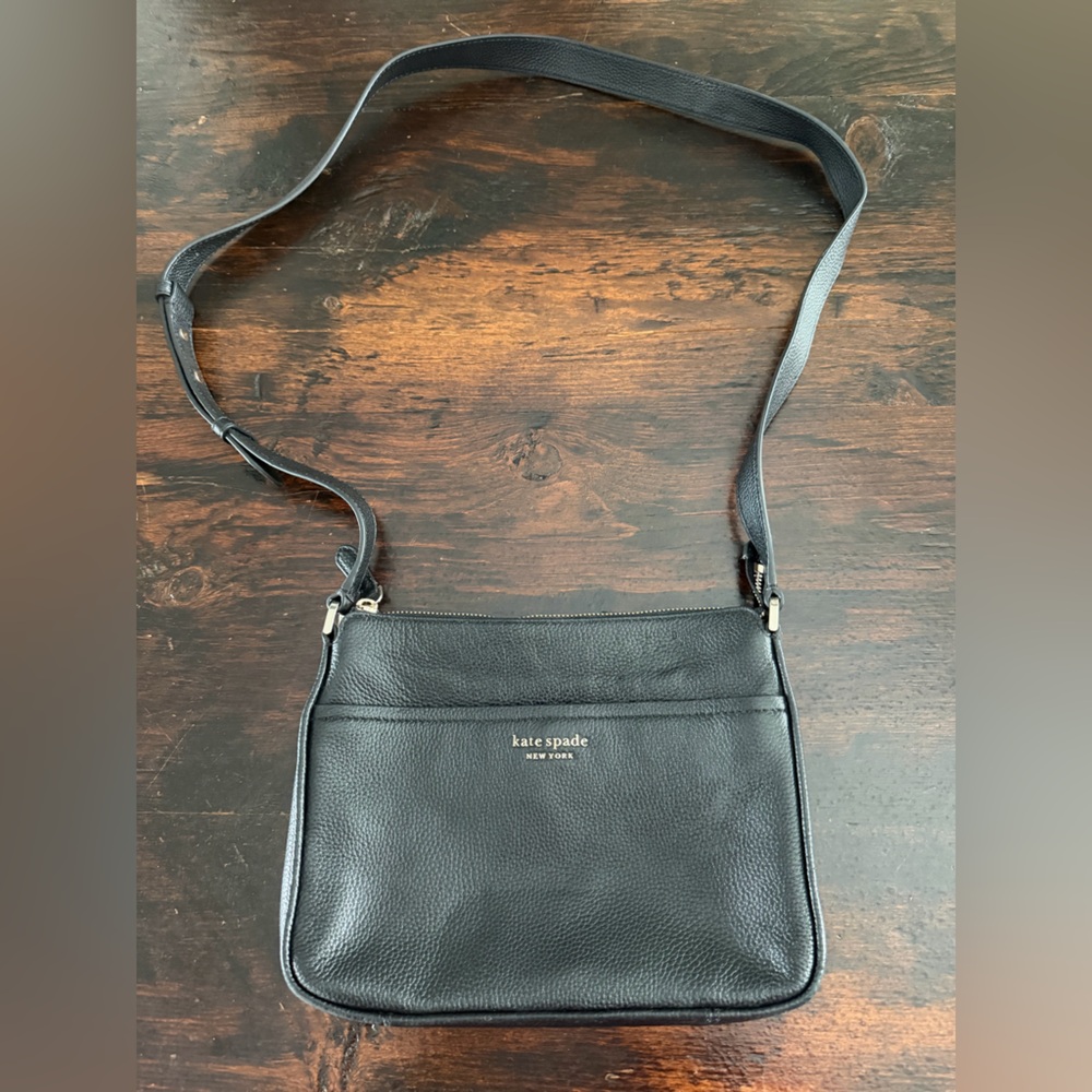 Kate Spade Black Pebbled Leather Messenger Bag